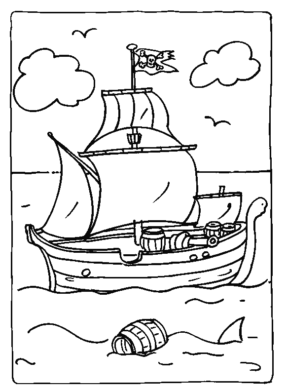 Coloring page: Pirate ship (Transportation) #138217 - Free Printable Coloring Pages