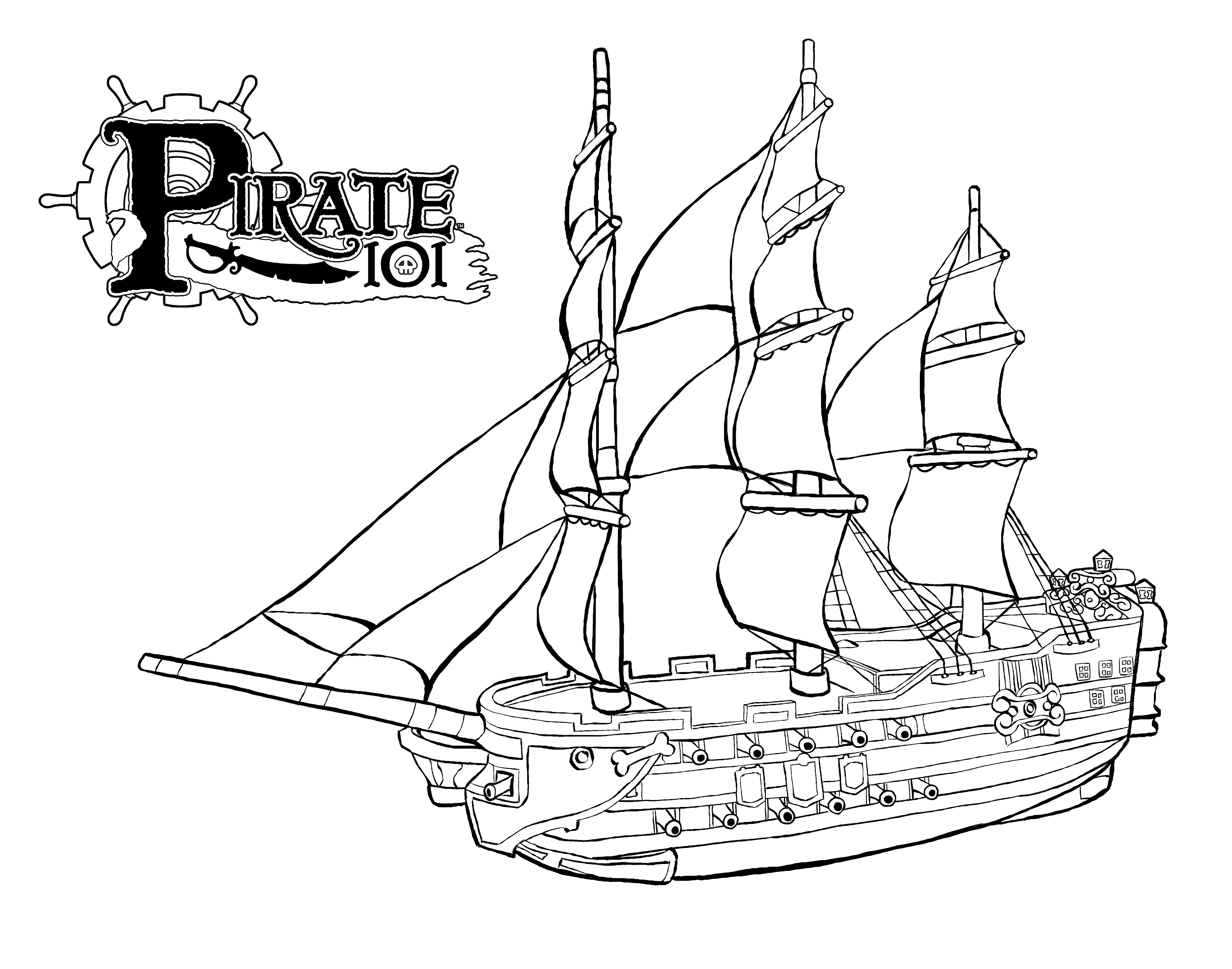 Pirate Ship Coloring Page For Kids