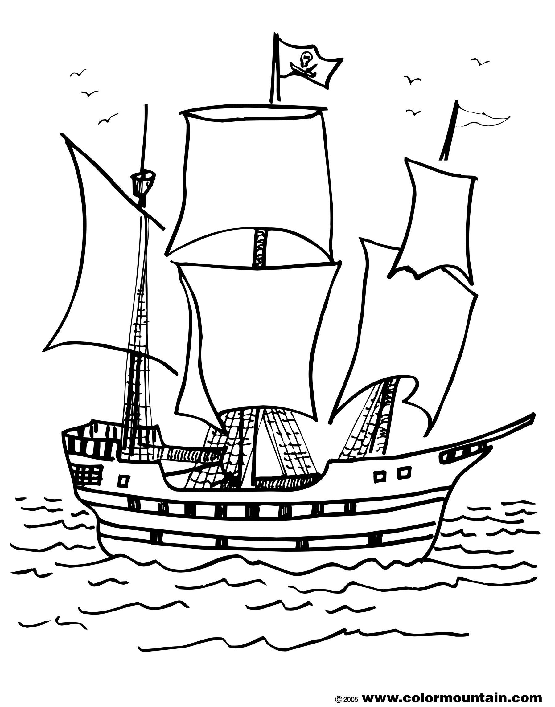 Coloring page: Pirate ship (Transportation) #138230 - Free Printable Coloring Pages