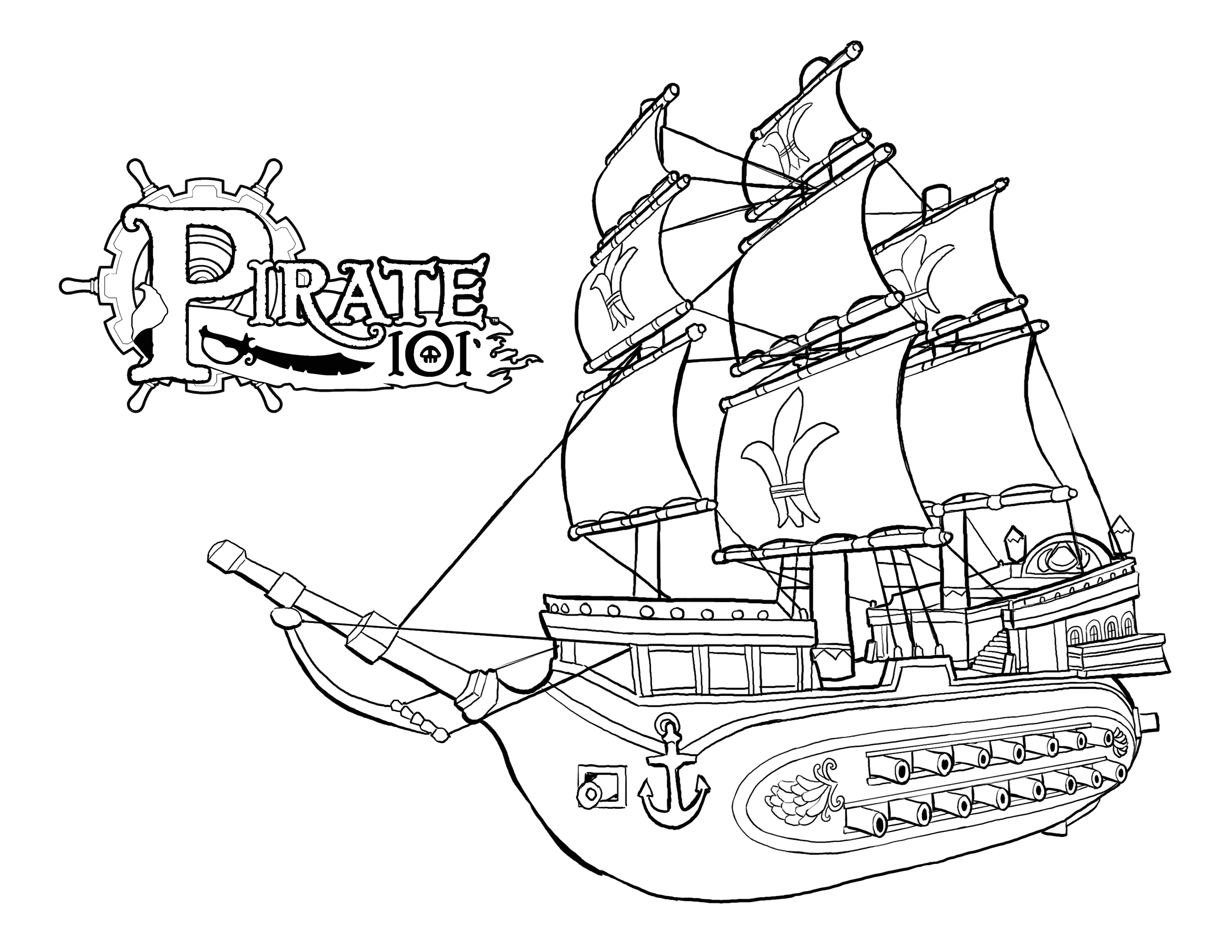 Coloring page: Pirate ship (Transportation) #138243 - Free Printable Coloring Pages