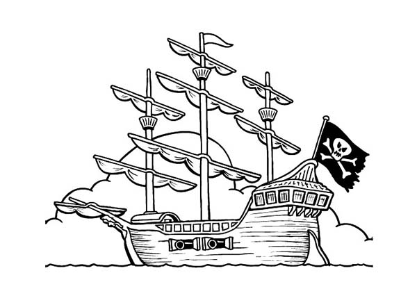 Coloring page: Pirate ship (Transportation) #138270 - Free Printable Coloring Pages