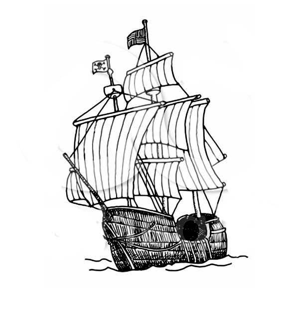 Coloring page: Pirate ship (Transportation) #138404 - Free Printable Coloring Pages