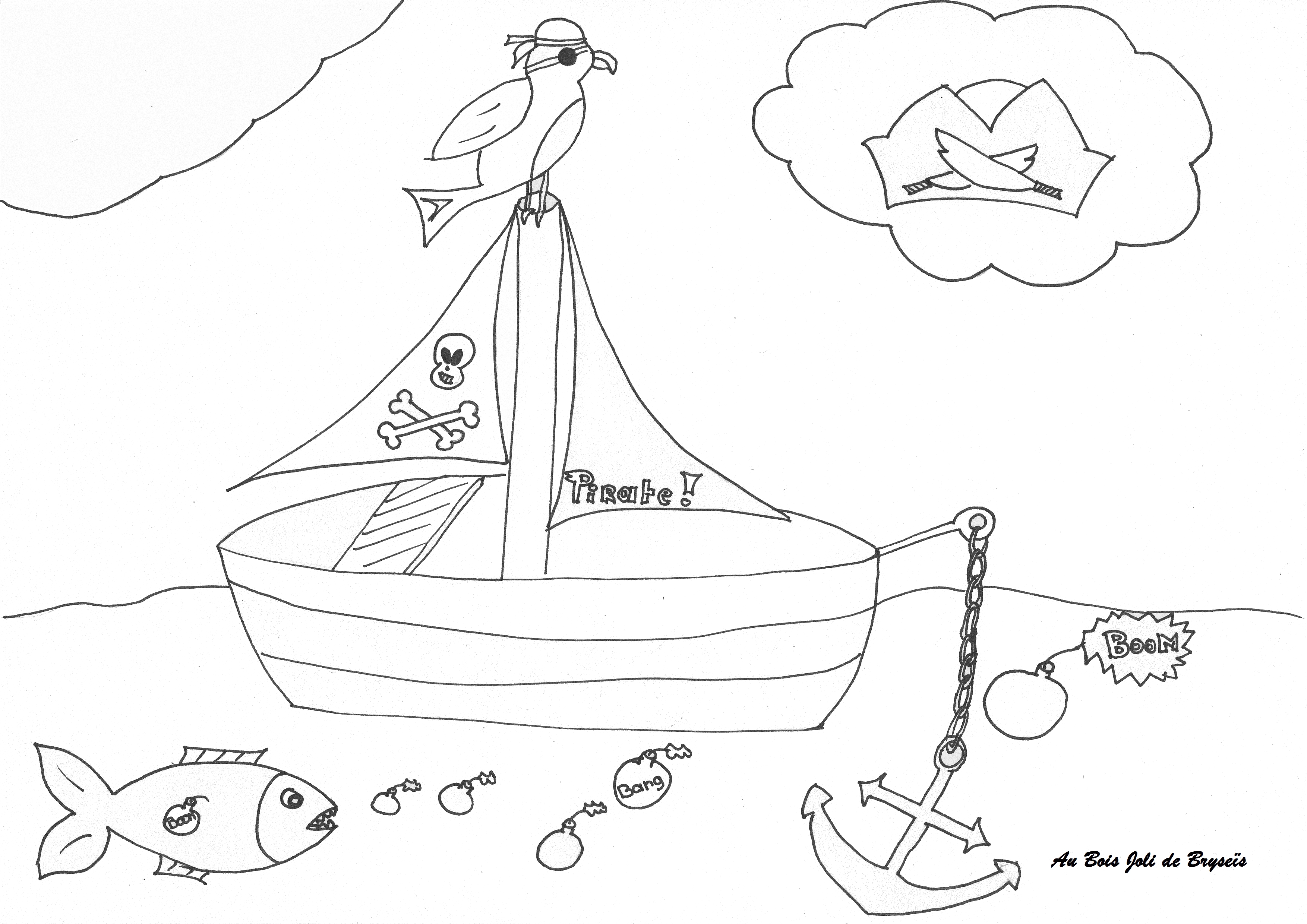 Coloring page: Pirate ship (Transportation) #138414 - Free Printable Coloring Pages