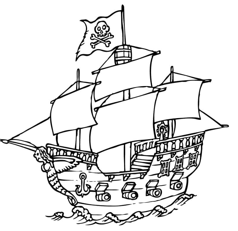 Coloring page: Pirate ship (Transportation) #184852 - Free Printable Coloring Pages