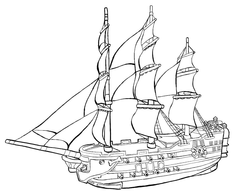 Coloring page: Pirate ship (Transportation) #184857 - Free Printable Coloring Pages