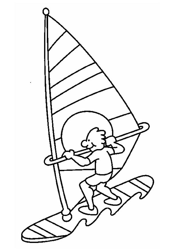 Coloring page: Sailboard / Windsurfing (Transportation) #144049 - Free Printable Coloring Pages
