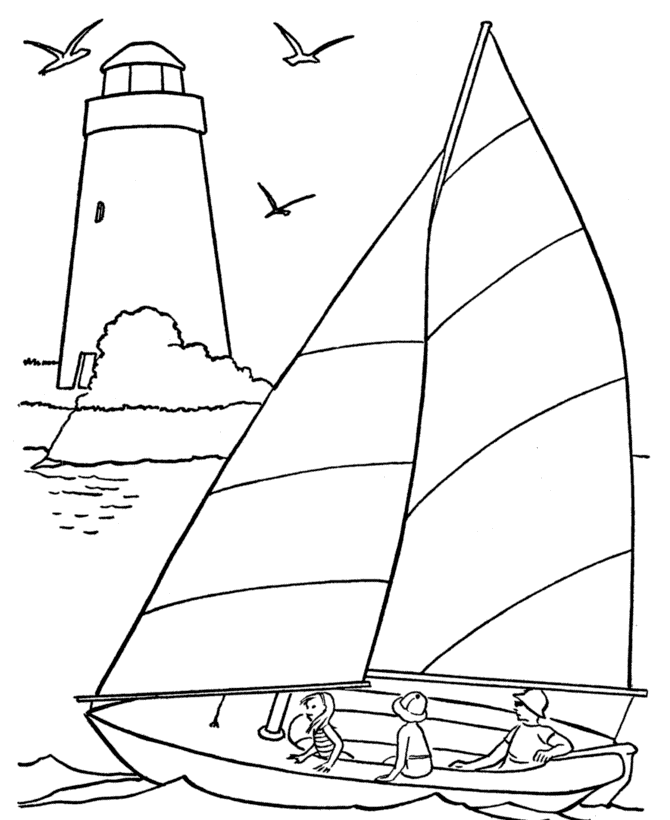 Coloring page: Sailboat (Transportation) #143552 - Free Printable Coloring Pages
