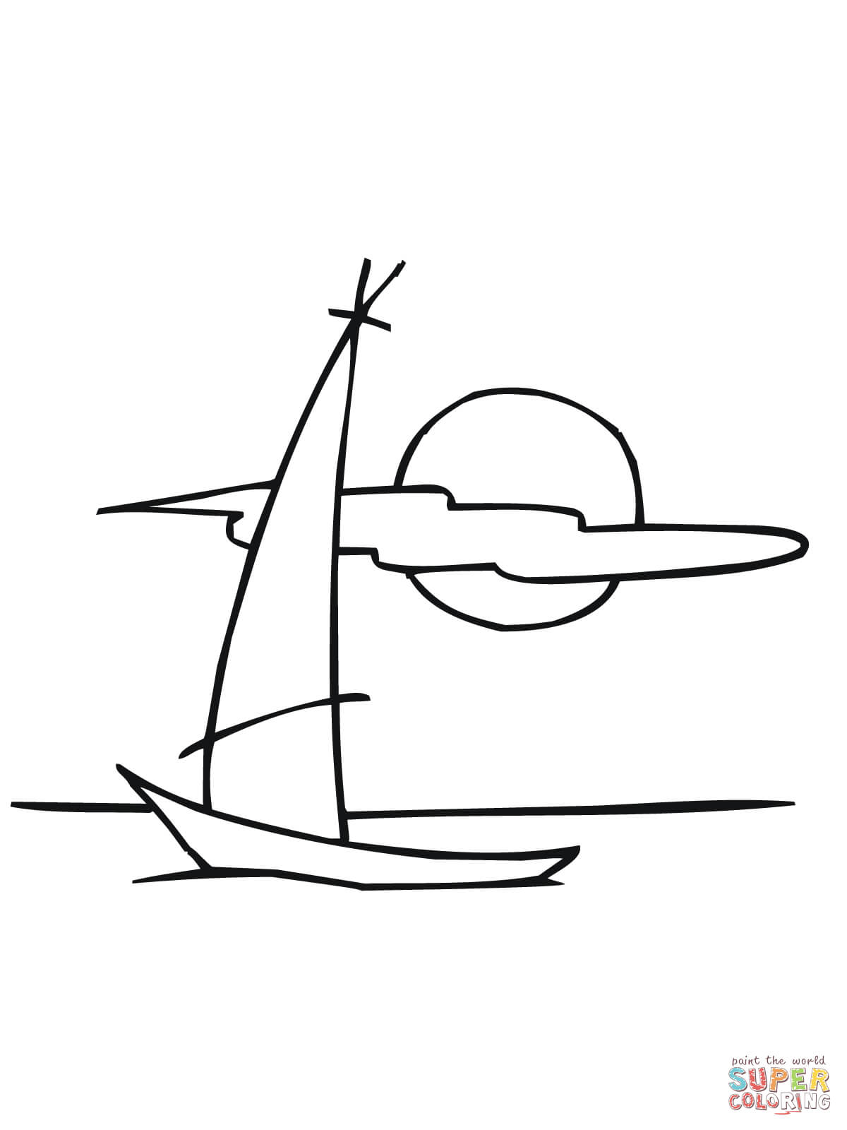 Coloring page: Sailboat (Transportation) #143607 - Free Printable Coloring Pages