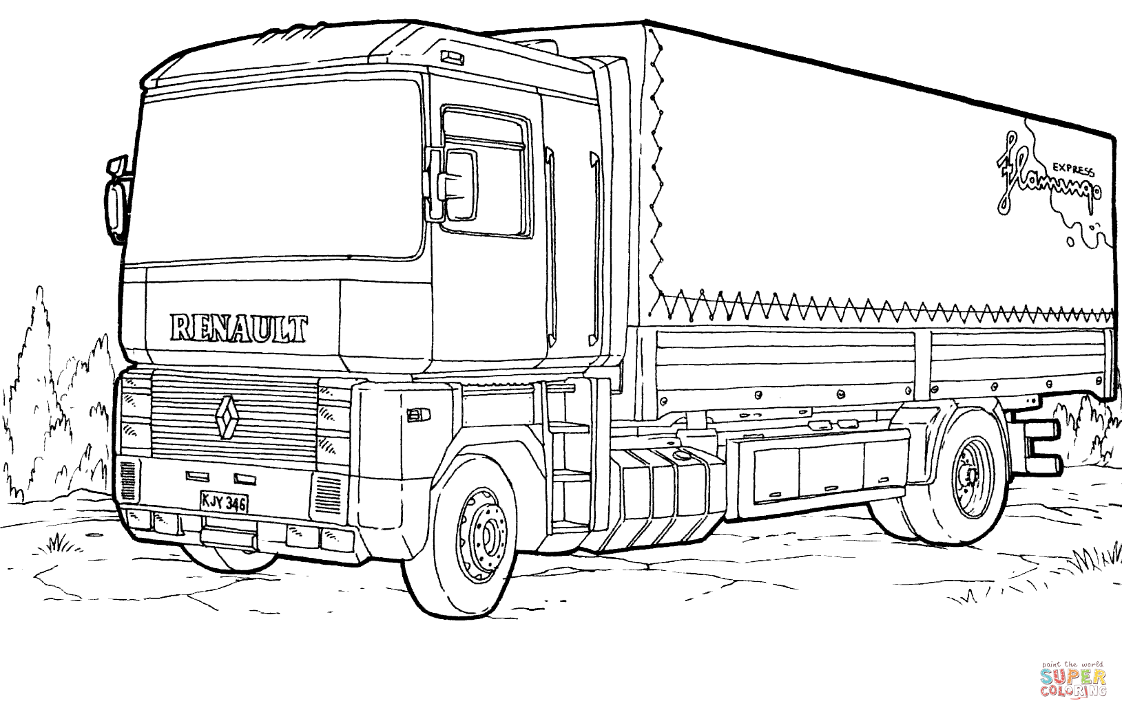 Coloring page: Semi-trailer (Transportation) #146726 - Free Printable Coloring Pages