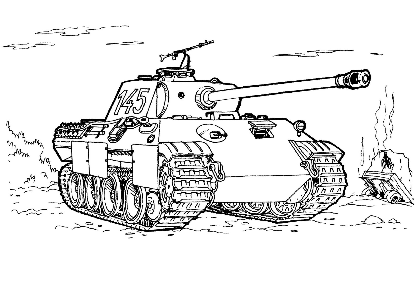 Coloring page: Tank (Transportation) #138003 - Free Printable Coloring Pages