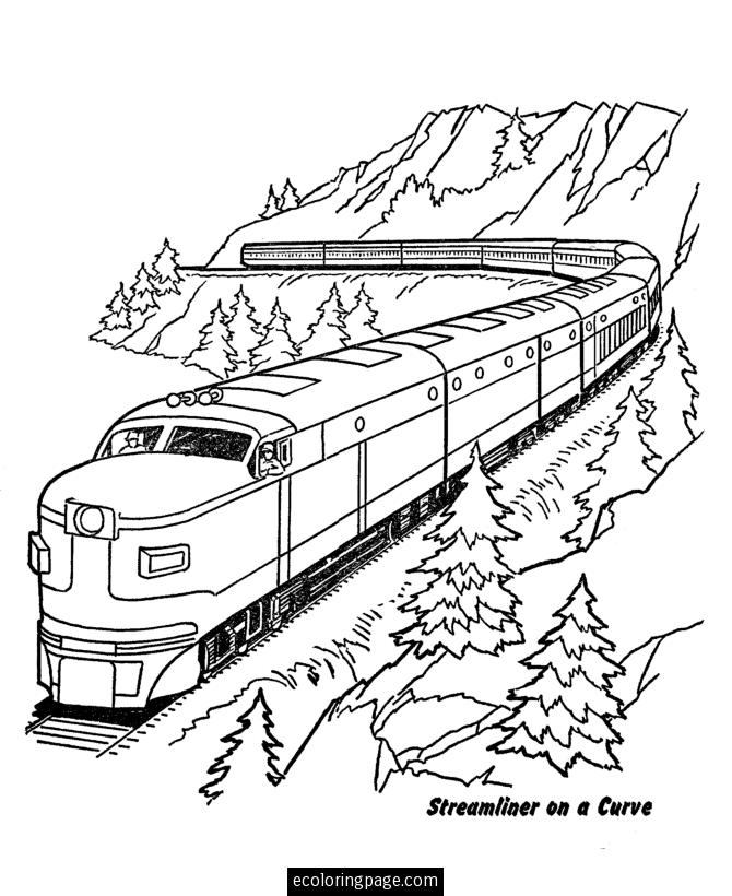 Train Locomotive Transportation Printable Coloring Pages