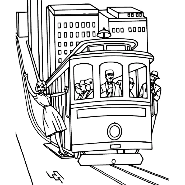 Free printable Tram coloring page #145405 from Transportation collection