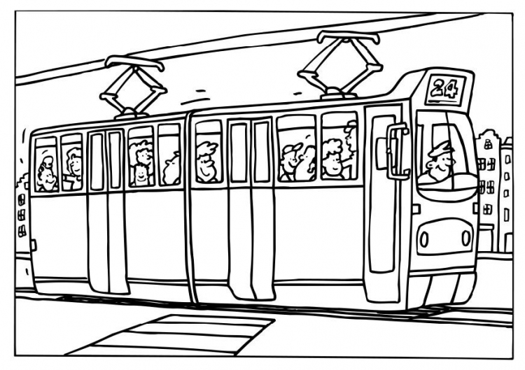 Tramway Transportation Free Printable Coloring Pages