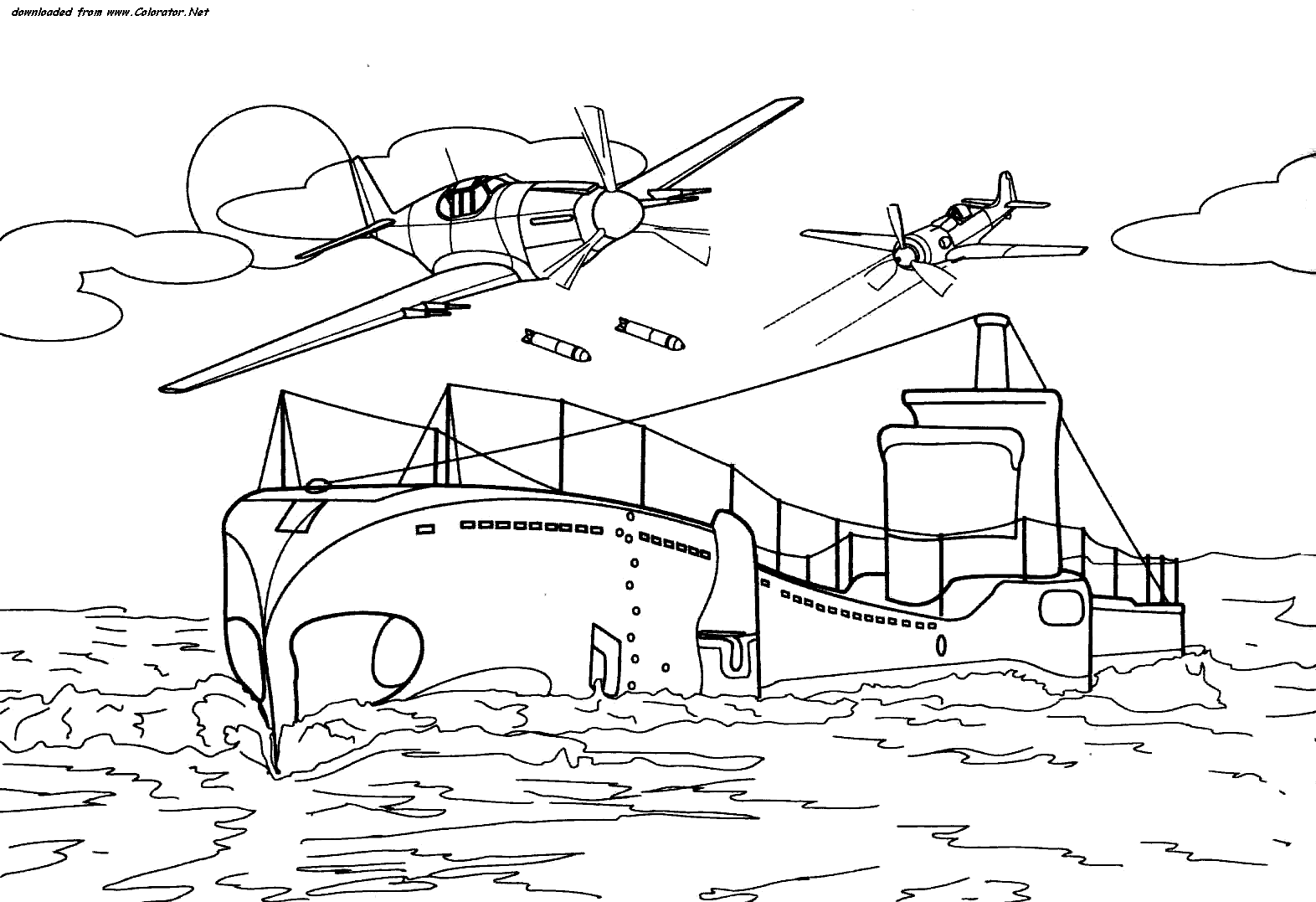 Coloring page: Warship (Transportation) #138459 - Free Printable Coloring Pages