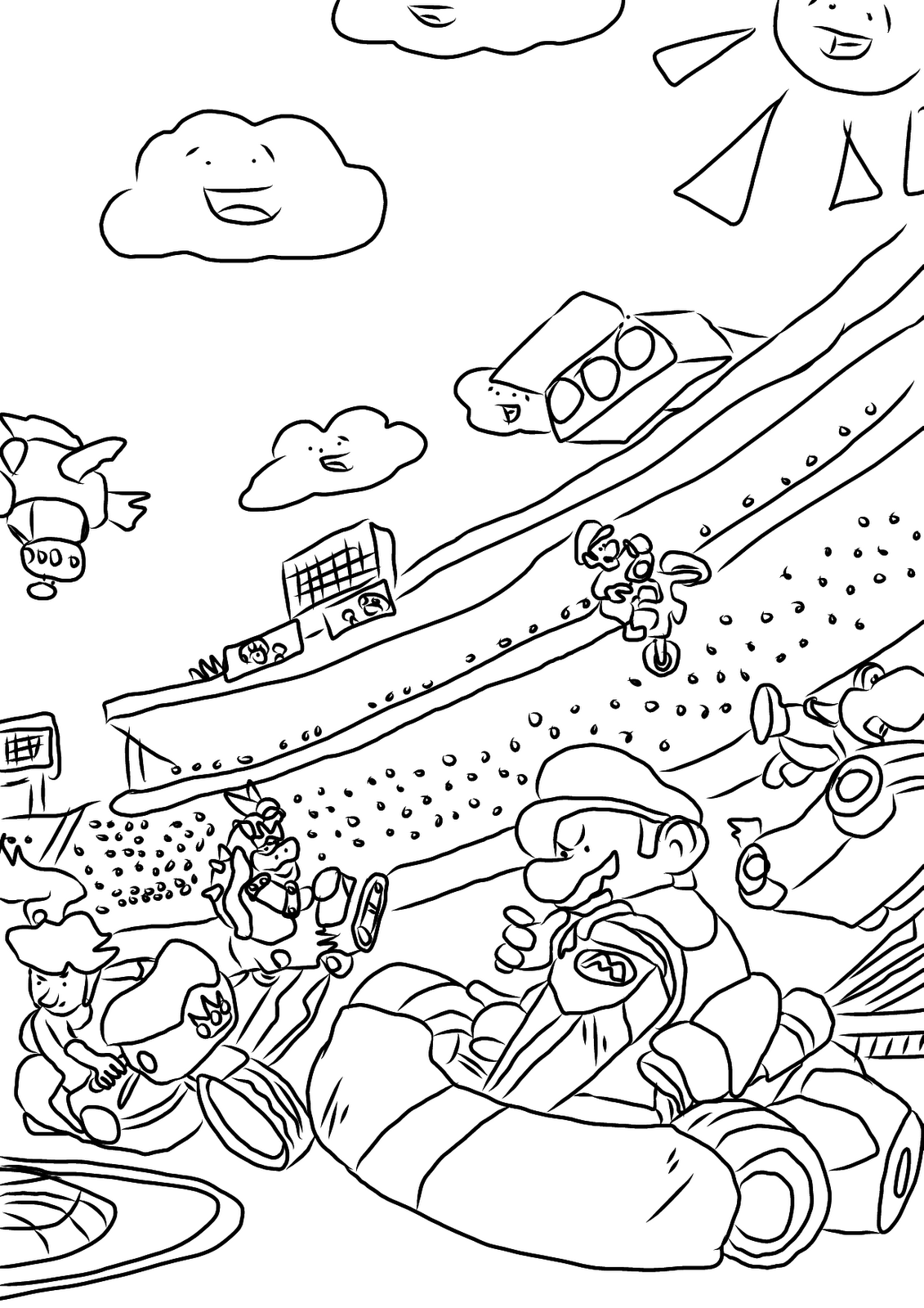 Drawing Mario Kart 20 Video Games – Printable coloring pages