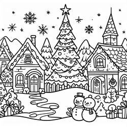 Christmas Village - Free printable coloring pages