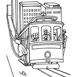 路面電車 (交通)ぬりえ #145405 印刷して色を塗る