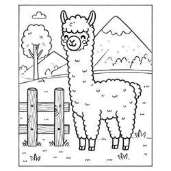 Coloring pages: Alpaca - Free Printable Coloring Pages