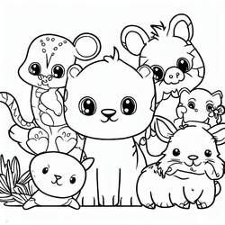 Coloring pages: Cute Animals - Free Printable Coloring Pages