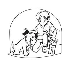 Coloring page: Dog and Cat (Animals) #211011 - Free Printable Coloring Pages