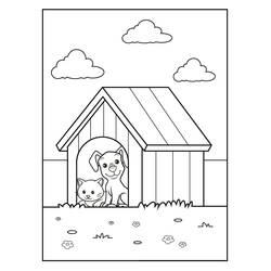 Coloring pages: Dog and Cat - Free Printable Coloring Pages