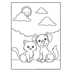 Coloring page: Dog and Cat (Animals) #211015 - Free Printable Coloring Pages