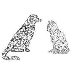 Dog and Cat (Animals) coloring page #211018 to print and color