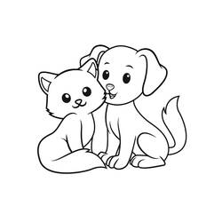 Coloring page: Dog and Cat (Animals) #211024 - Free Printable Coloring Pages