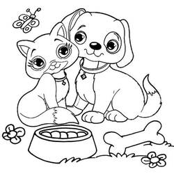 Coloring page: Dog and Cat (Animals) #211030 - Free Printable Coloring Pages