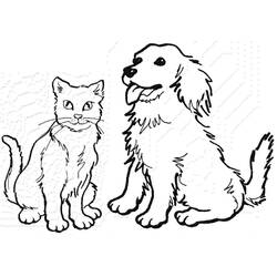 Coloring page: Dog and Cat (Animals) #211031 - Free Printable Coloring Pages