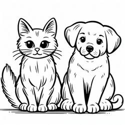 Coloring page: Dog and Cat (Animals) #211034 - Free Printable Coloring Pages