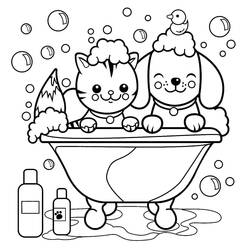 Coloring page: Dog and Cat (Animals) #211038 - Free Printable Coloring Pages