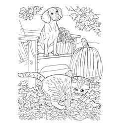 Coloring page: Dog and Cat (Animals) #211045 - Free Printable Coloring Pages