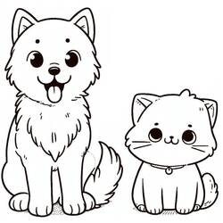 Coloring page: Dog and Cat (Animals) #211049 - Free Printable Coloring Pages