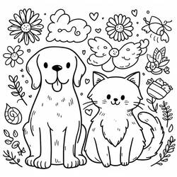 Coloring page: Dog and Cat (Animals) #211054 - Free Printable Coloring Pages