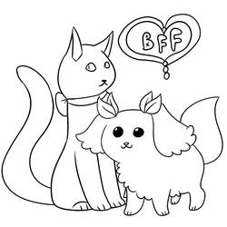 Coloring page: Dog and Cat (Animals) #211055 - Free Printable Coloring Pages