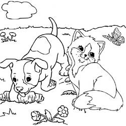 Coloring page: Dog and Cat (Animals) #211062 - Free Printable Coloring Pages