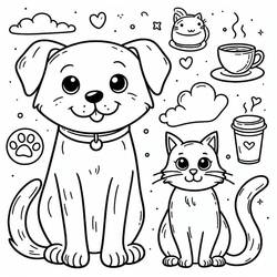 Coloring page: Dog and Cat (Animals) #211069 - Free Printable Coloring Pages