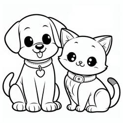 Coloring page: Dog and Cat (Animals) #211081 - Free Printable Coloring Pages