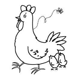 Hen and Chick (Animals) coloring page #193165 to print and color