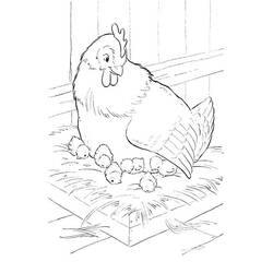 Hen and Chick (Animals) coloring page #193197 to print and color