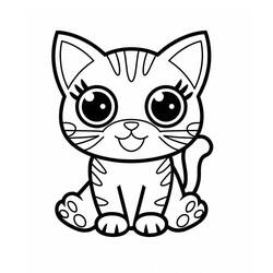 Coloring page: Kawaii Cat (Animals) #216273 - Free Printable Coloring Pages
