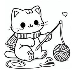 Coloring pages: Kawaii Cat - Free Printable Coloring Pages