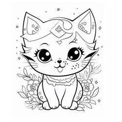 Coloring page: Kawaii Cat (Animals) #216289 - Free Printable Coloring Pages
