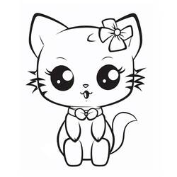 Coloring page: Kawaii Cat (Animals) #216290 - Free Printable Coloring Pages