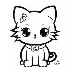 Coloring page: Kawaii Cat (Animals) #216291 - Free Printable Coloring Pages