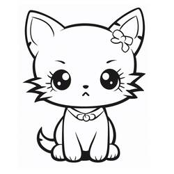 Coloring page: Kawaii Cat (Animals) #216295 - Free Printable Coloring Pages