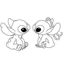 Coloring pages: Stitch and Angel - Free Printable Coloring Pages