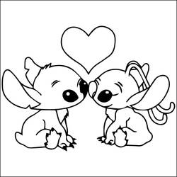 Stitch and Angel (Animation Movies) coloring page #216186 to print and color