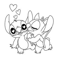 Stitch and Angel (Animation Movies) coloring page #216201 to print and color